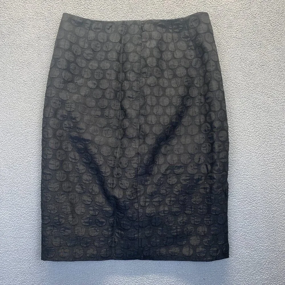 Anthropologie Maeve Skirt Women Sz 0 Black Polka Dot Pencil Knee Length Side Zip